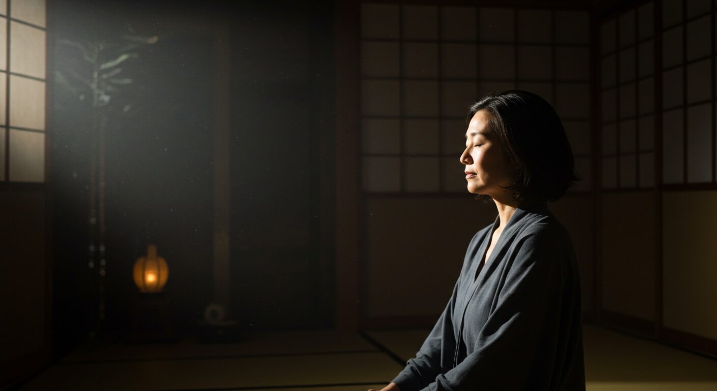 神聖な月明かりの下で祝詞を唱え、感謝を捧げる女性