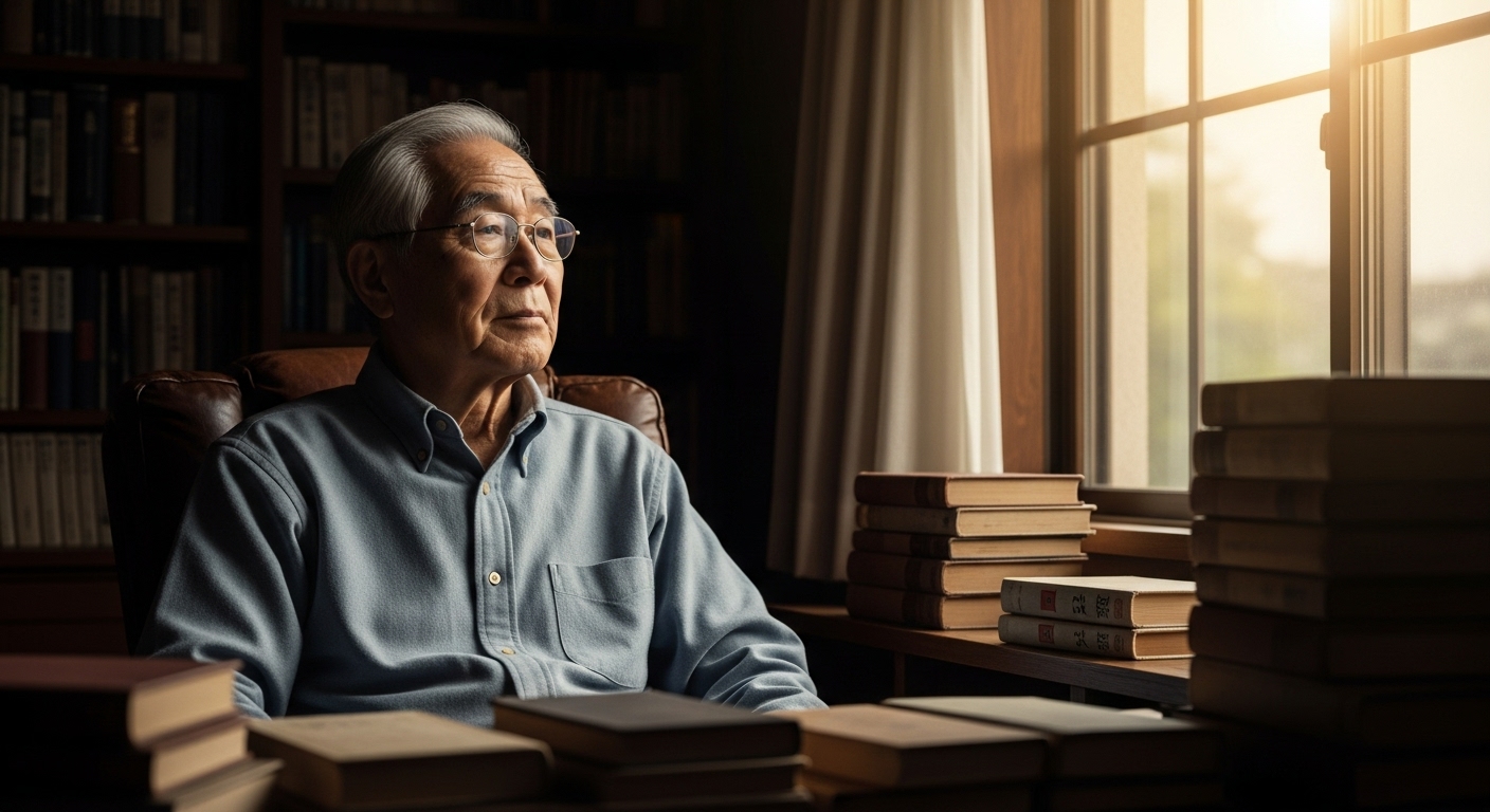 神話から人生の教訓を学び、未来を見つめる日本人男性